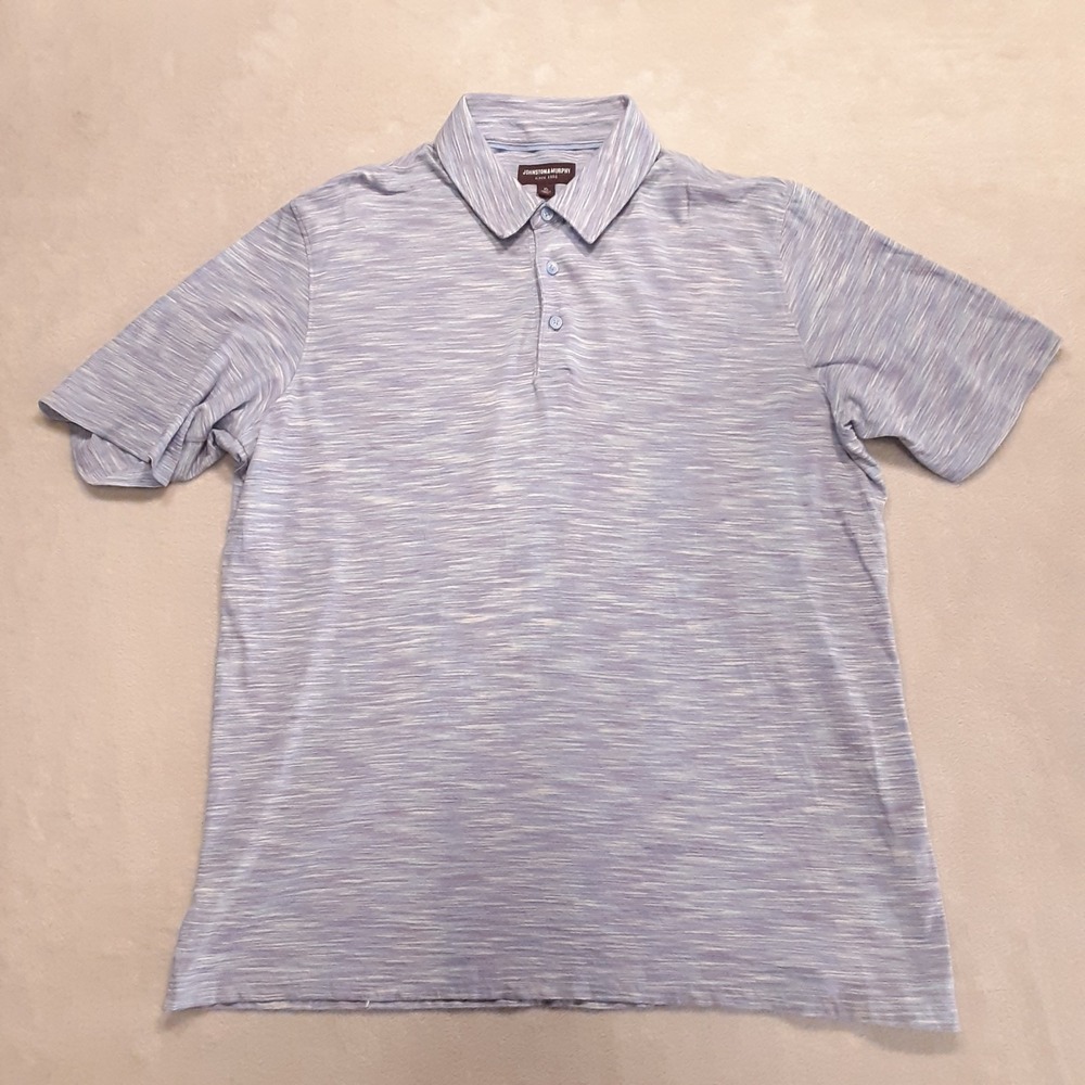 Johnston Murphy Mens Space Dye Polo XL Blue/Purple Organic Stretch Cotton